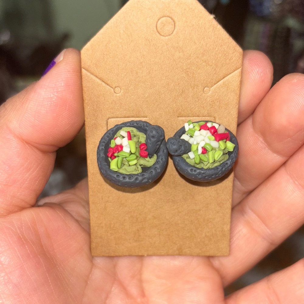 Colorful Avocado in Molcajete Earrings